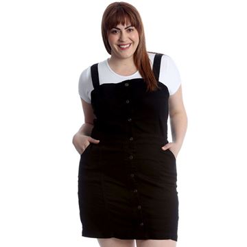 Immagine di JEANS DUNGAREE BLACK DRESS STRETCH WITH BUTTONS
